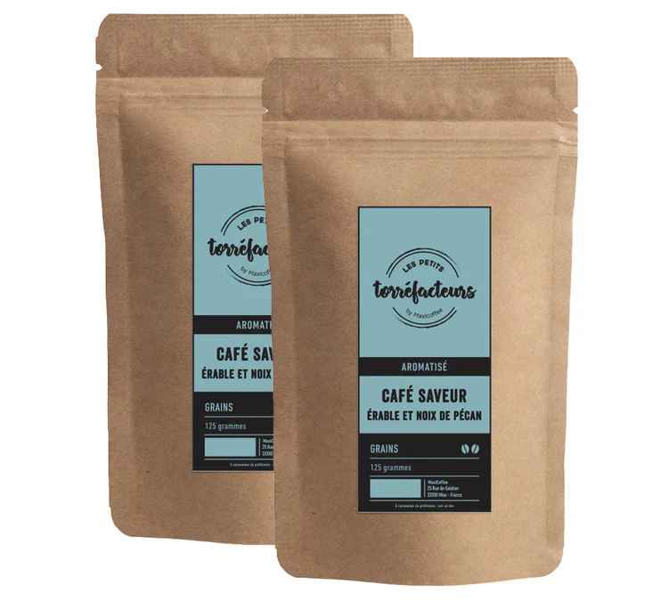 Café En Grains - Saveur Sirop D'Erable Et Noix De Pécan - 250g (2x125g) - Les Petits Torréfacteurs