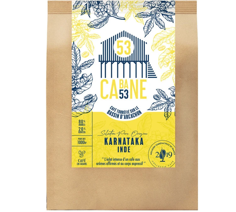 Café En Grains Inde : Karnataka - 1kg - Cabane 53