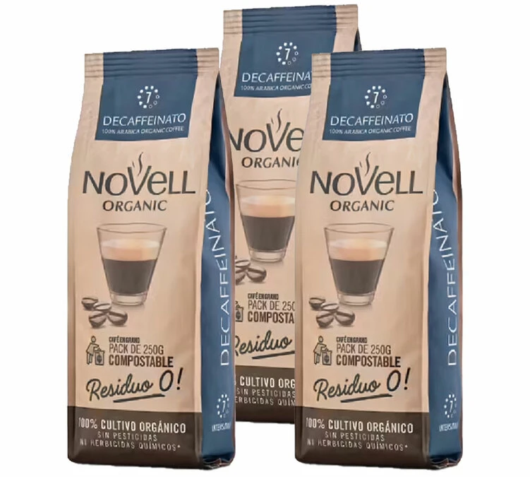 3x250g Café En Grain Bio Décaféiné - Novell