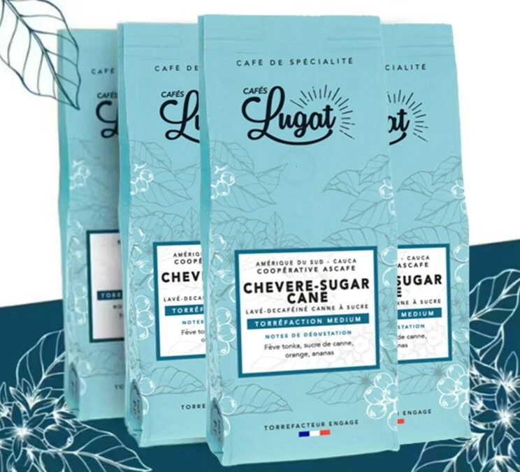 4x250 G Café En Grains : Amérique Du Sud - Chevere Décaféiné Sugar Cane - Cafés Lugat – Image 2