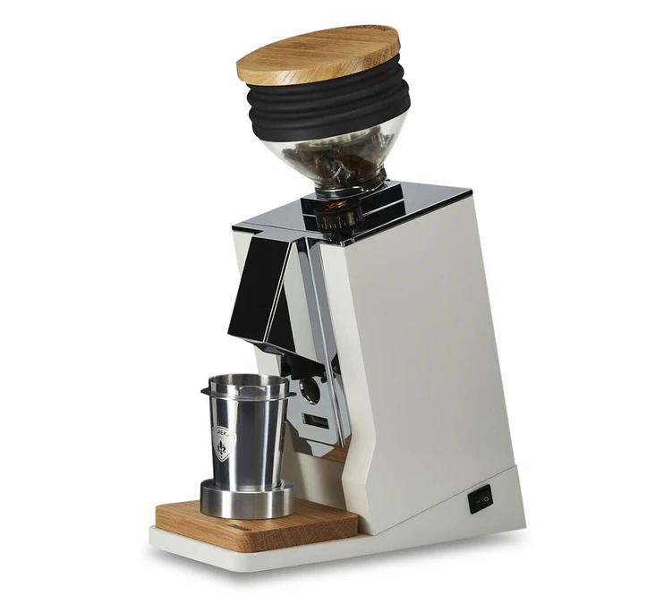 Moulin à Café EUREKA ORO Mignon Single Dose Blanc Et Bois De Chêne Avec Blow Up