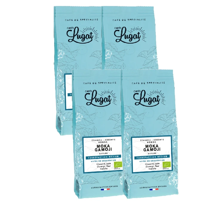 Café En Grains : Ethiopie -bio - Moka Gamoji - 1kg - Cafés Lugat