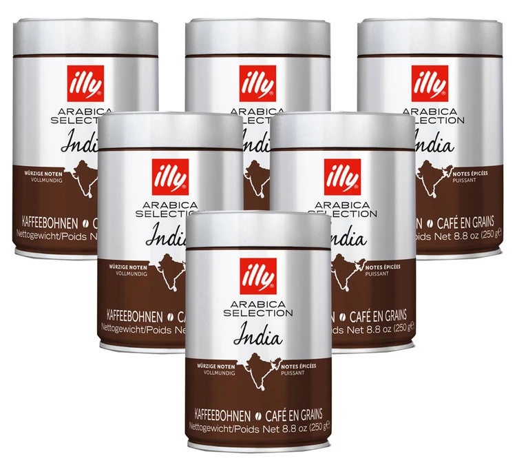 Lot Café En Grains Illy Monoarabica Inde - 6x250g - Illy