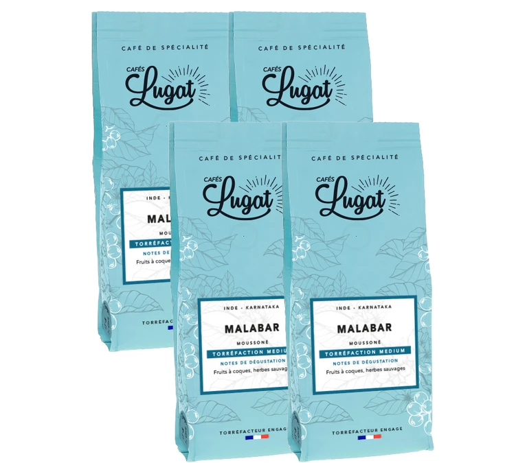 Café En Grains : Inde - Malabar - 1Kg - Cafés Lugat