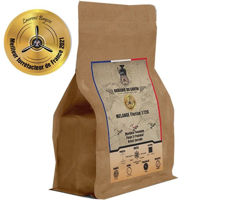 250g Café En Grains - Mélange Florian 1720 100% Arabica - Brûlerie Du Cantin