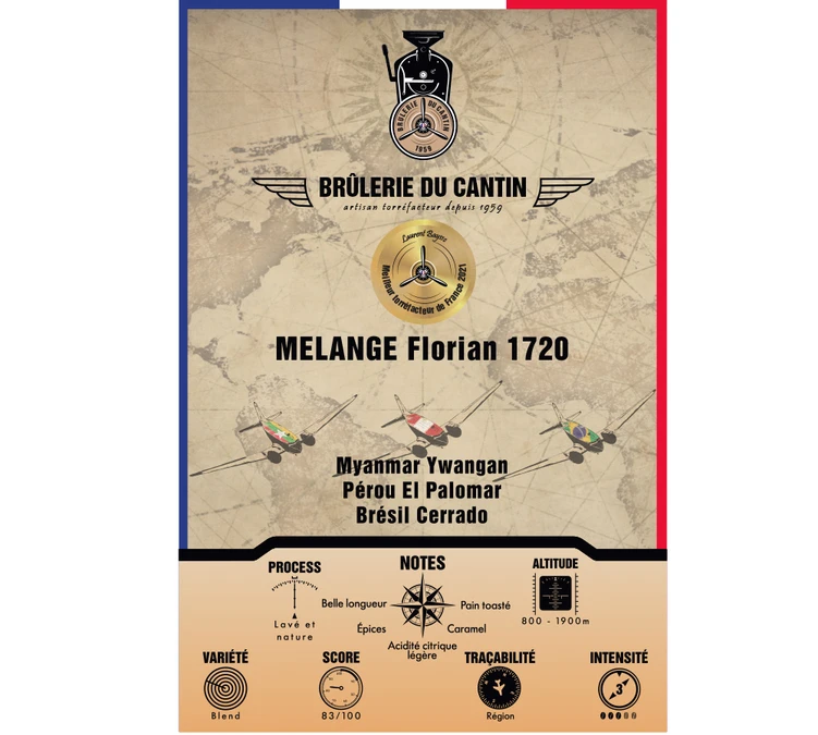 250g Café En Grains - Mélange Florian 1720 100% Arabica - Brûlerie Du Cantin – Image 2