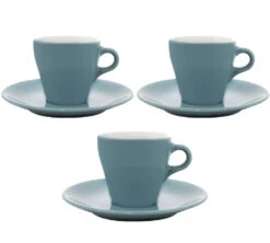 3 Tasses Et Sous-tasses Espresso Origami Turquoise - 9cl