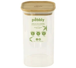Boîte De Conservation Carrée - En Verre Et Bambou 1.4L - PEBBLY