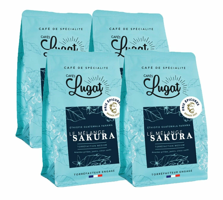 1kg Café En Grains : Le Mélange Sakura - Cafés Lugat