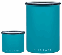 Lot 2 Boites De Conservation Inox - AIRSCAPE - Avec Vide D'air Turquoise Mat - 500g Et 250g