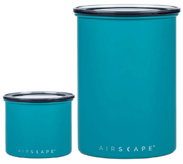 Lot 2 Boites De Conservation Inox - AIRSCAPE - Avec Vide D'air Turquoise Mat - 500g Et 250g
