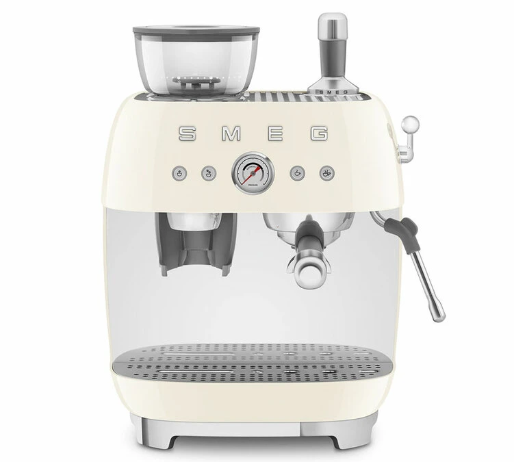 Machine Expresso SMEG EGF03CREU Crème Années 50 Avec Moulin Intégré